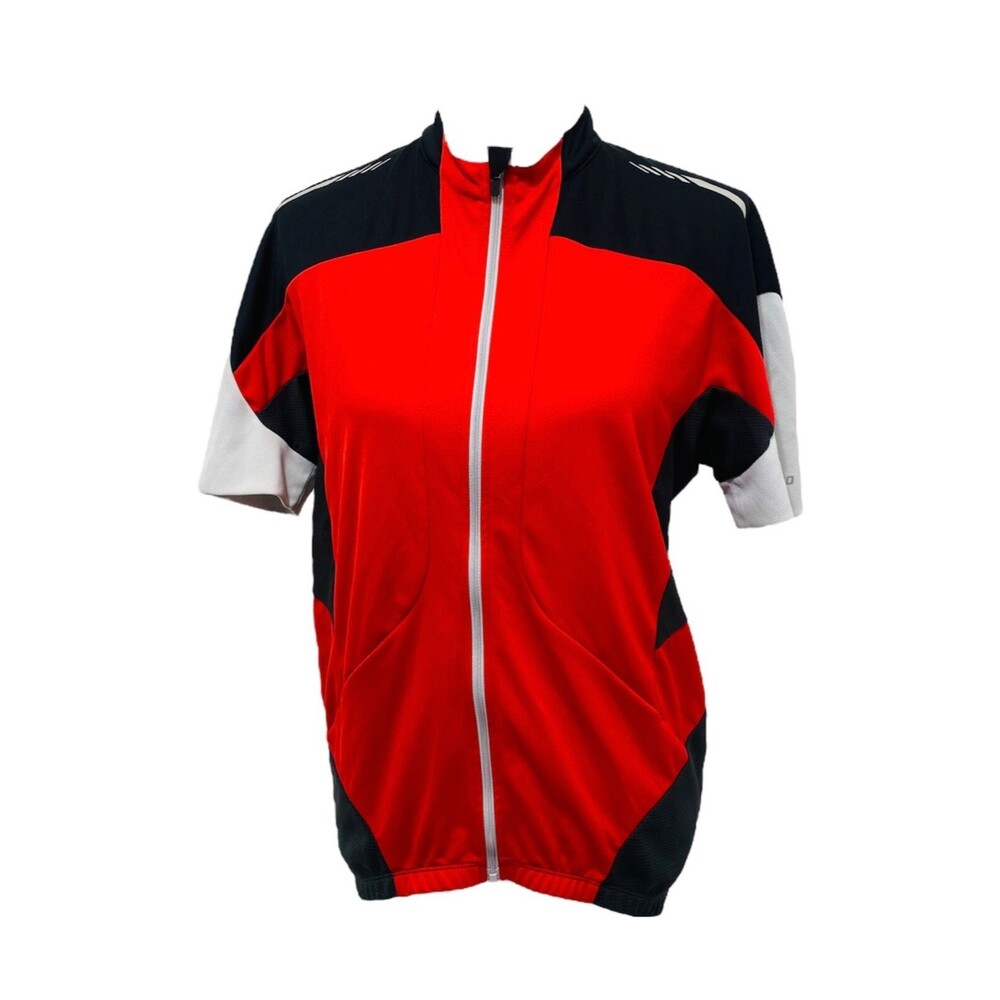 Shimano Men's Cycling Jersey Red Black Short Sleeve Full Zip Athletic Size Large